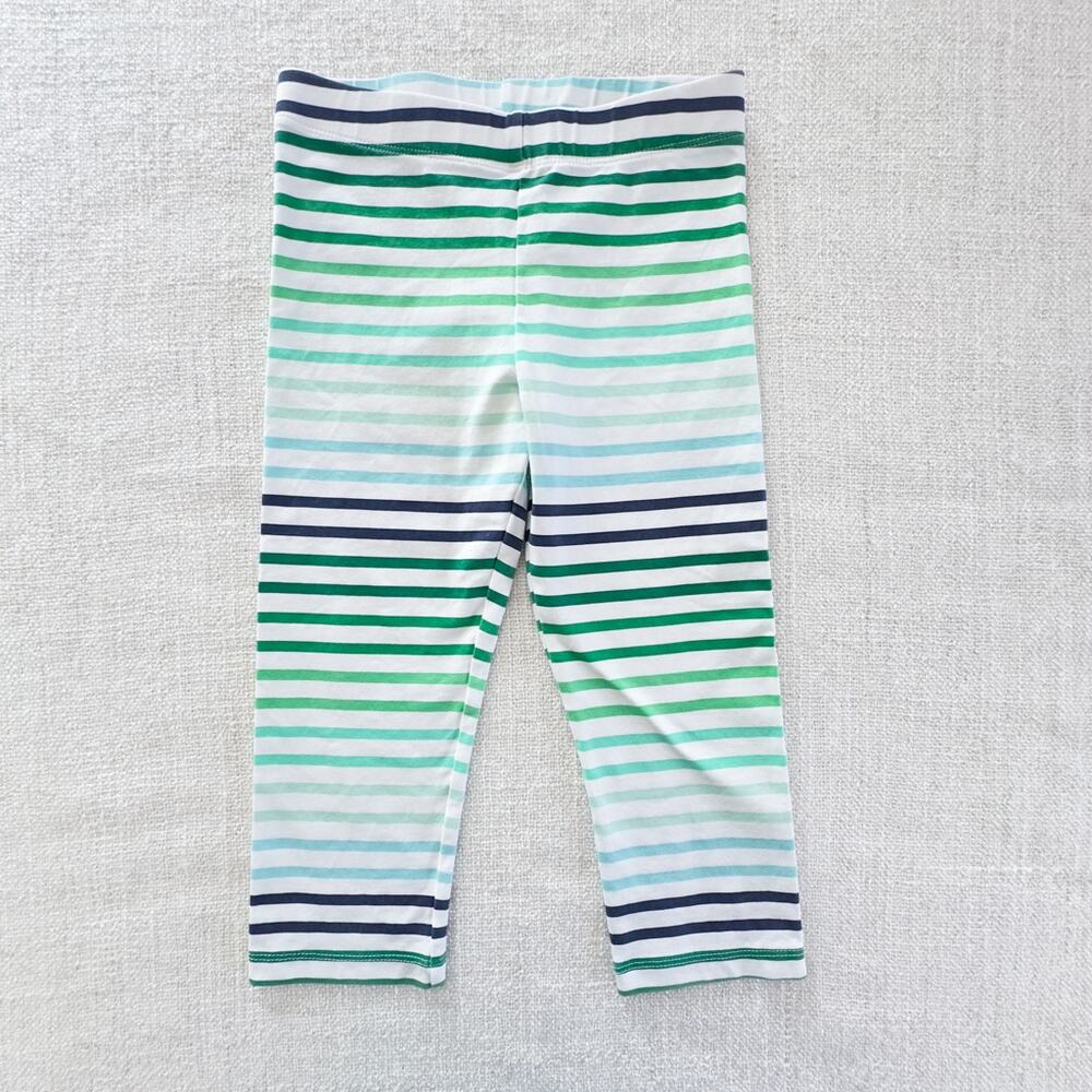 Primary Green & Blue Striped Capri Leggings EUC 7